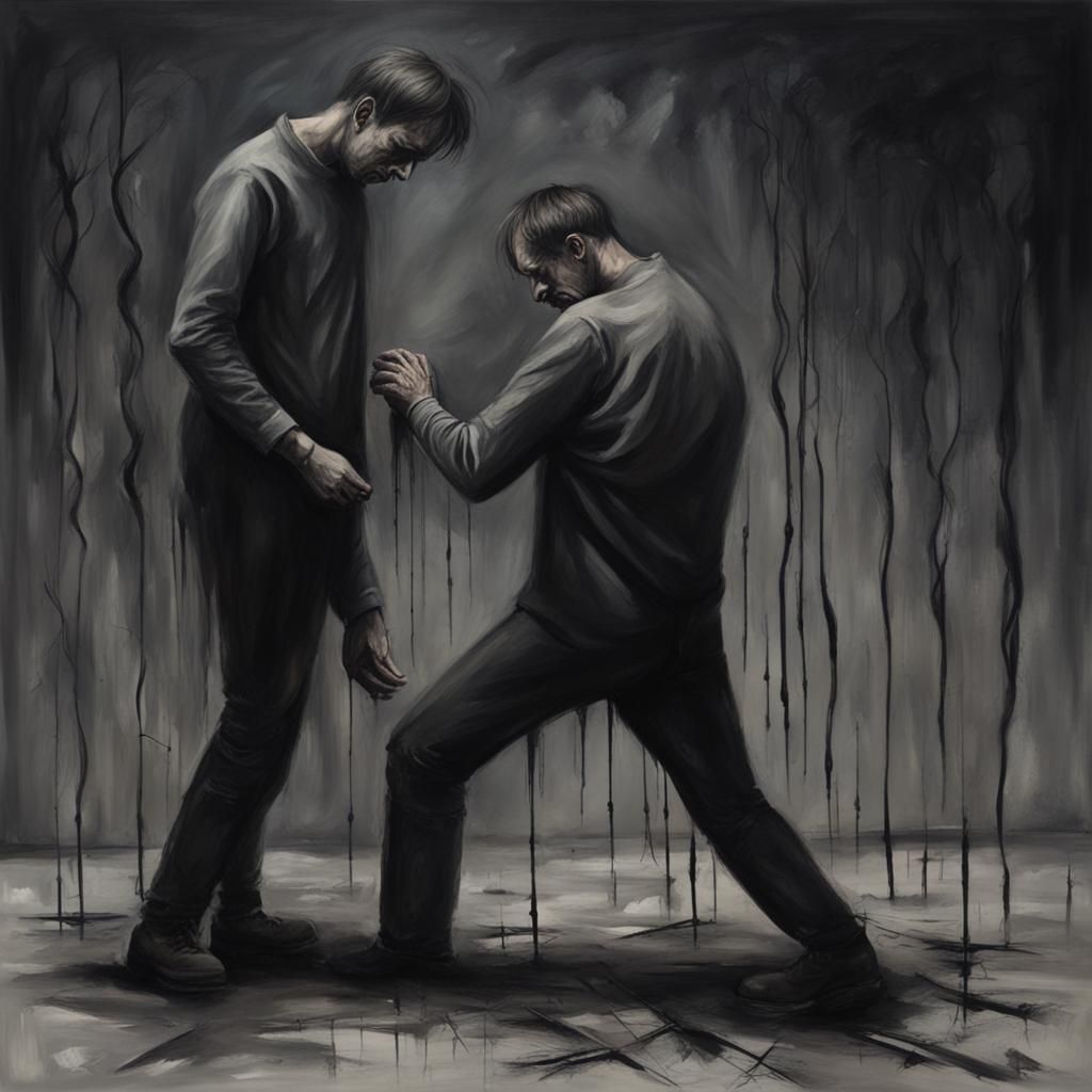 Haunting Painting of Inner Turmoil and Mental Anguish