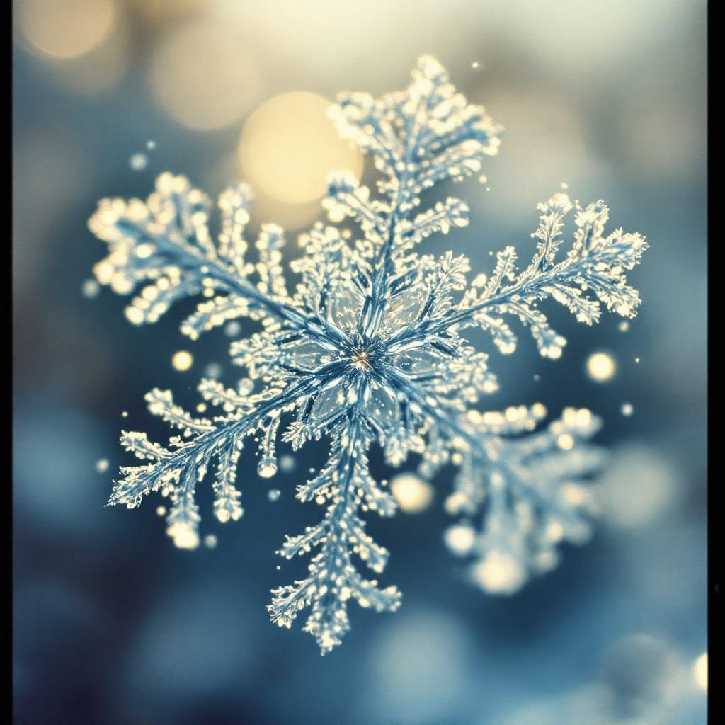 Intricately Detailed Snowflake in Cinematic Style