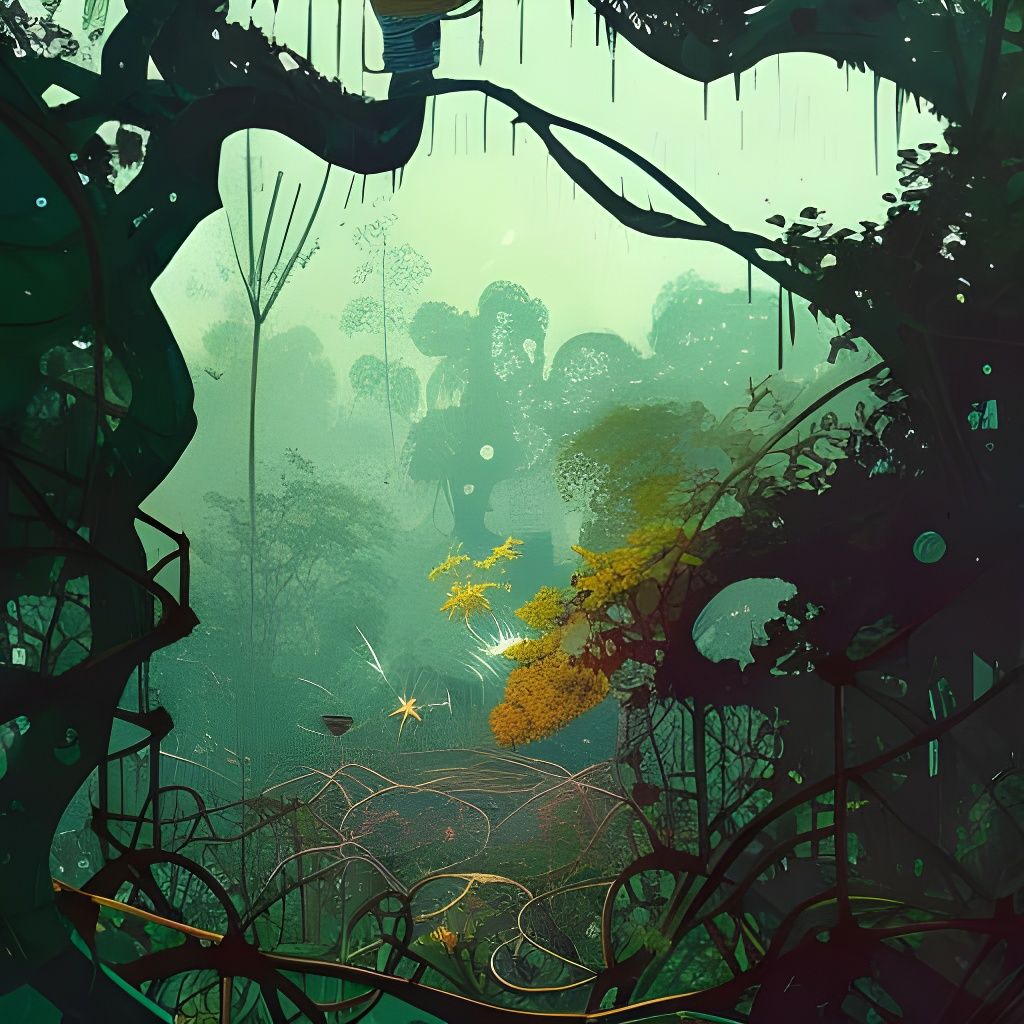 Overgrown Ruins in a Vibrant Digital Painting