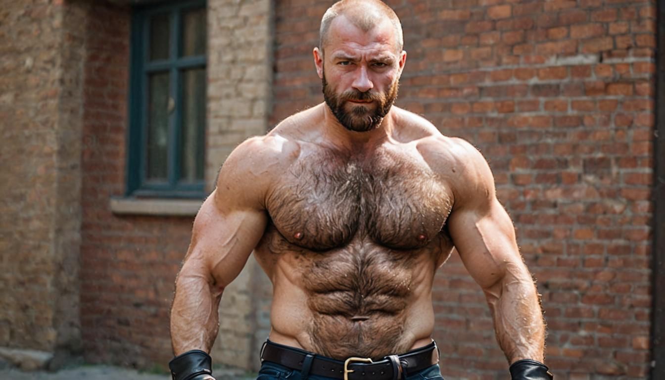 Blond, Blue-Eyed Man in Leather Boots: Sharp Focus Photograp...