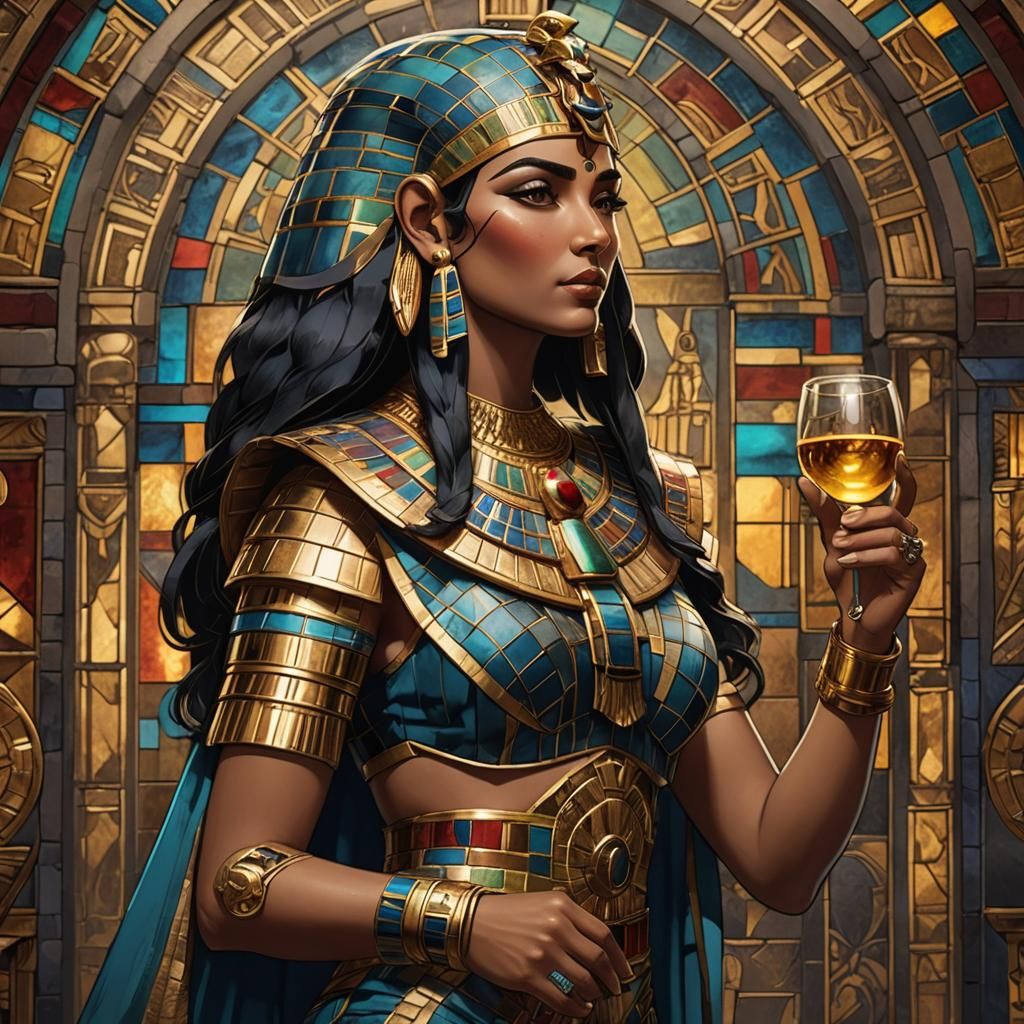 Cleopatra in Stained Glass, Ancient Egyptian Costume
