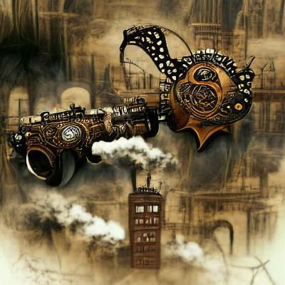 Dark Steampunk Cityscape at Twilight