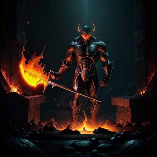 Nightcrawler as Vulcan Forging Mournblade in Dystopian Smith...