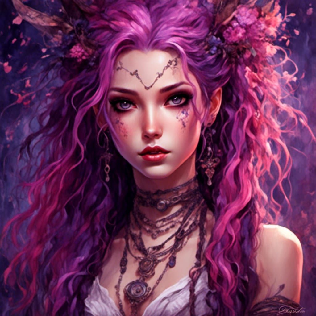 Braided Temptress in Burton-esque Fantasy Art