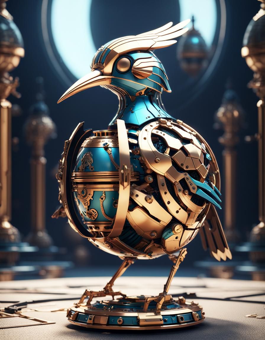 Epic Hoopoe Bird Faberge Egg in Sci-Fi Style