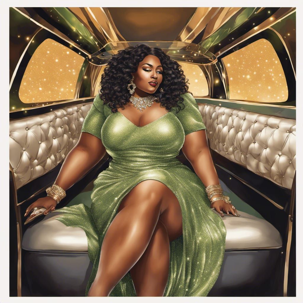 Brown Skinned Woman in Sparkling Green Dress