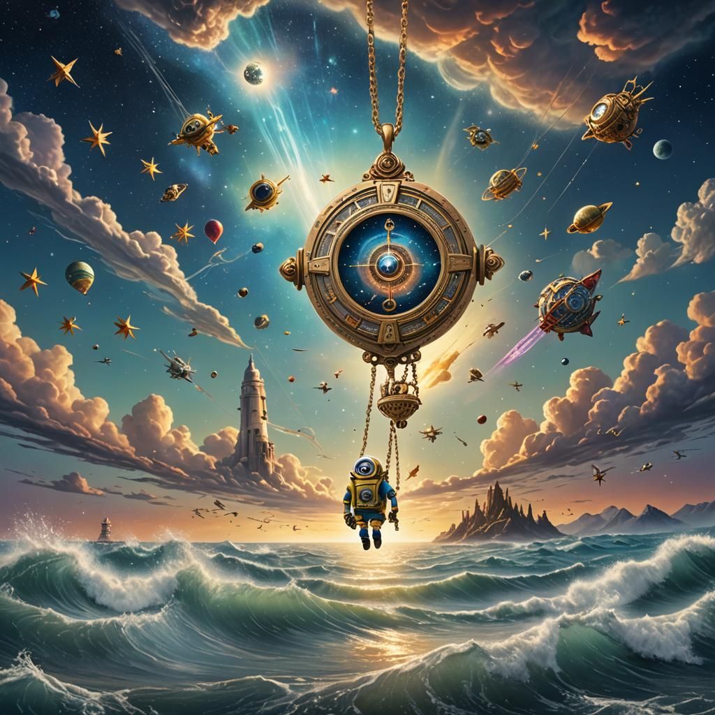 Celestial Rocket Locket Soaring Through Ocean of Life
