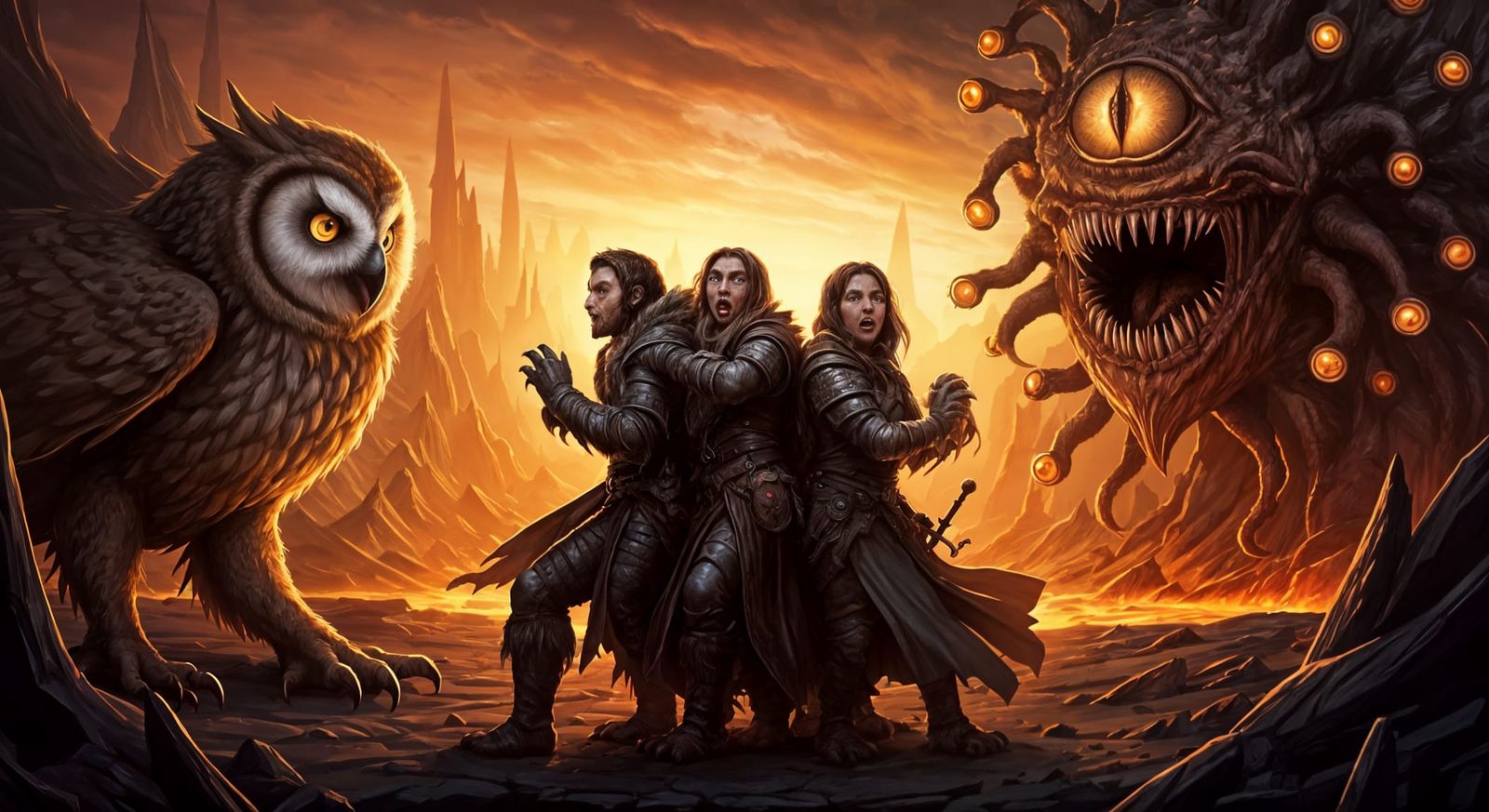 Terrified Adventurers Face Monsters in Hellscape