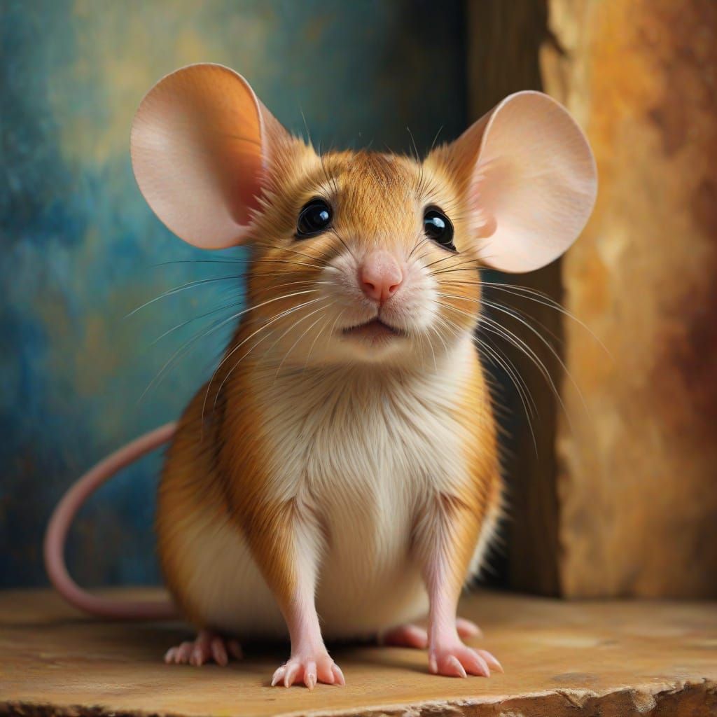 Surreal Mouse Portrait in Chagall and Modigliani Style