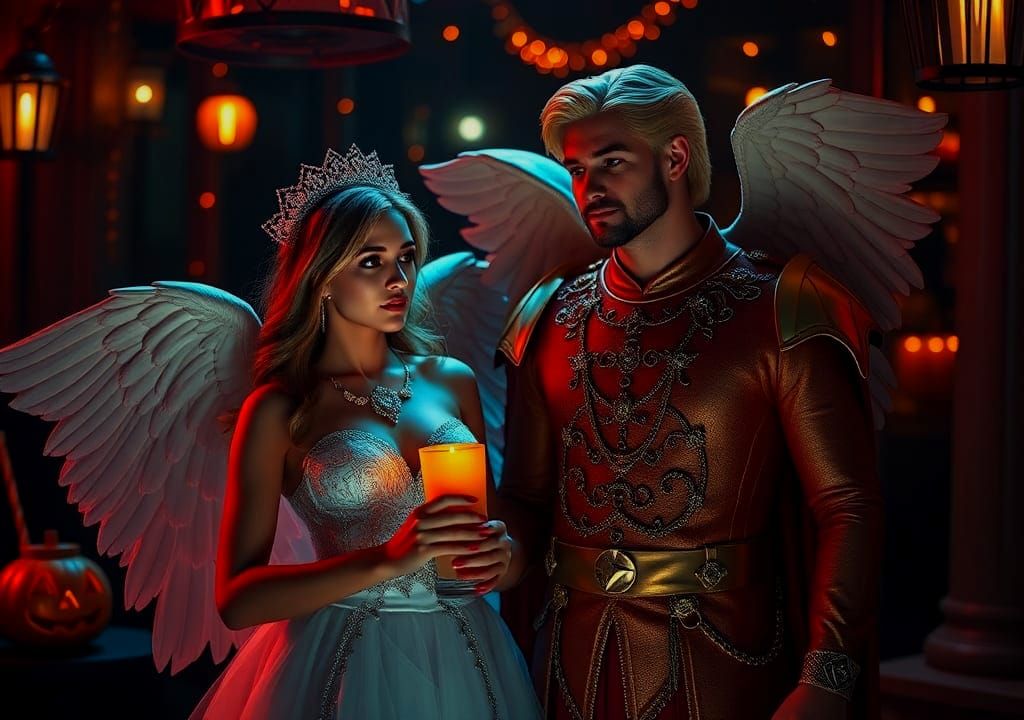 Halloween Angel and Archangel Couple in 3D Render