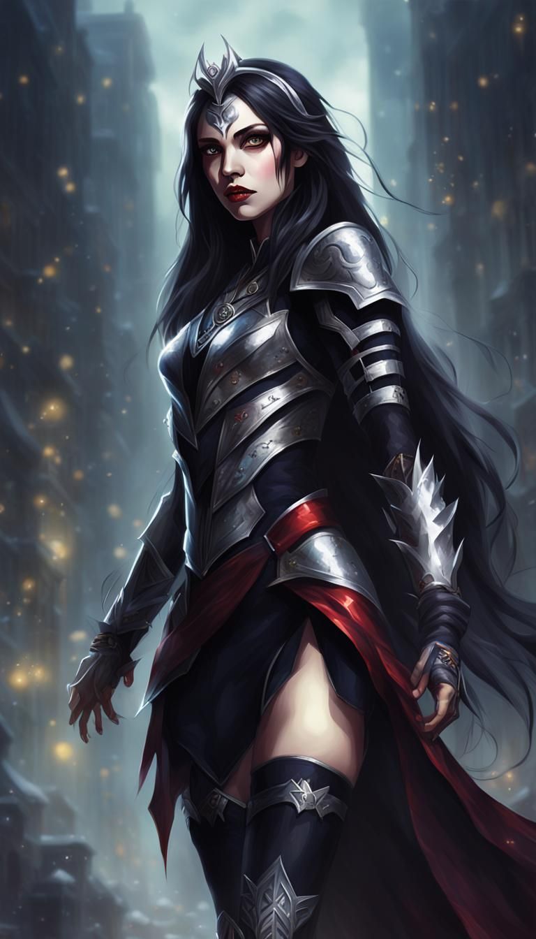 Vibrant Half-Vampire Cheerleader: A Cinematic Film Still