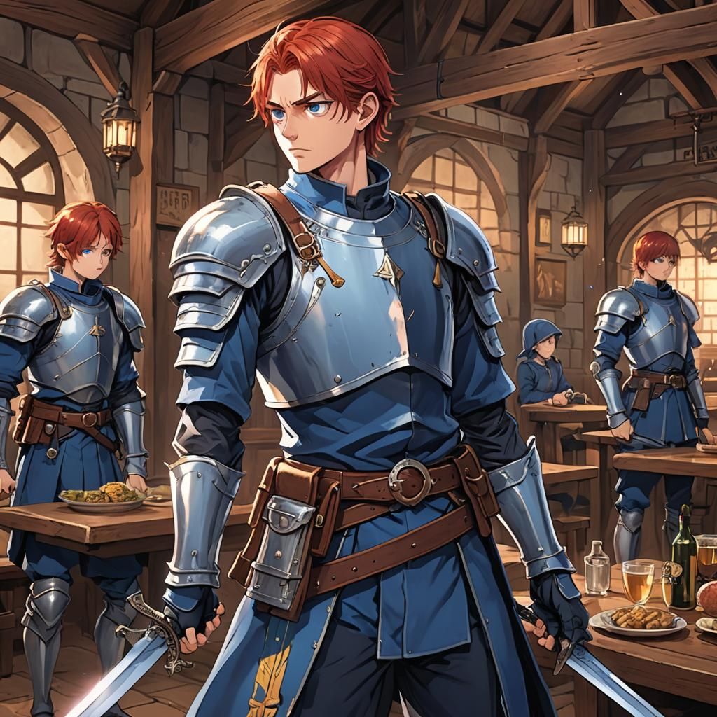Sad Redhead Guard in Tavern: Anime Manga Scan