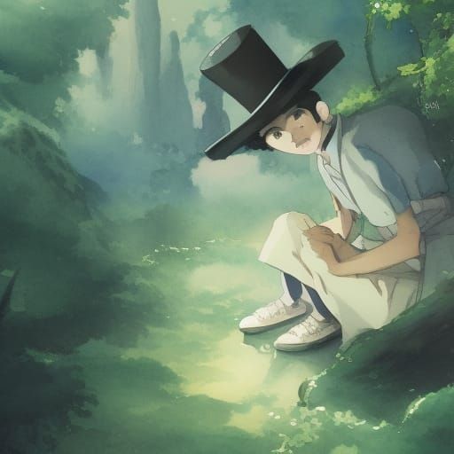 Top Hat Storybook Illustration in Anime Style