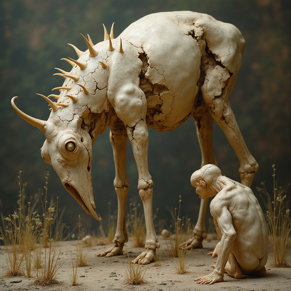 Photorealistic Miniature of Human Life's Balance