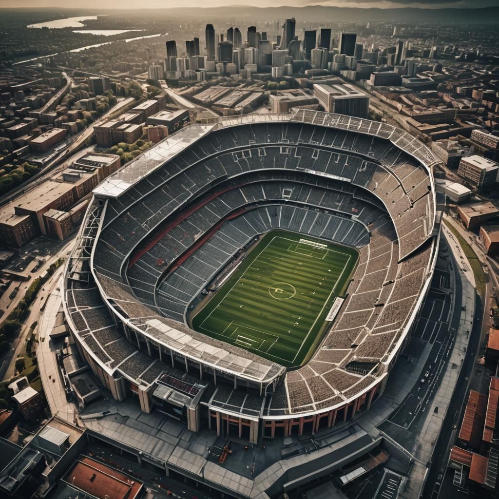 Hyperrealistic Football Stadium in Cinematic Style