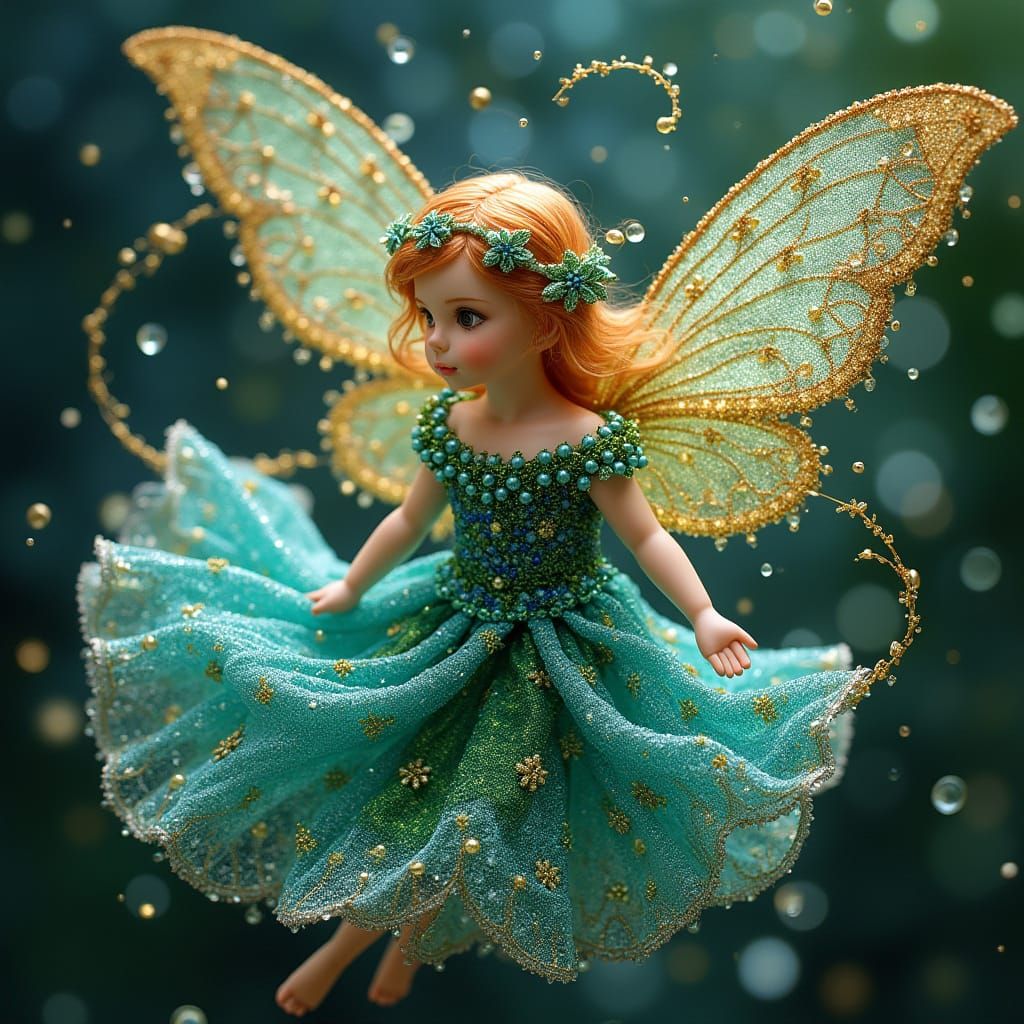 Enchanting Beaded Fairy in Art Nouveau Style