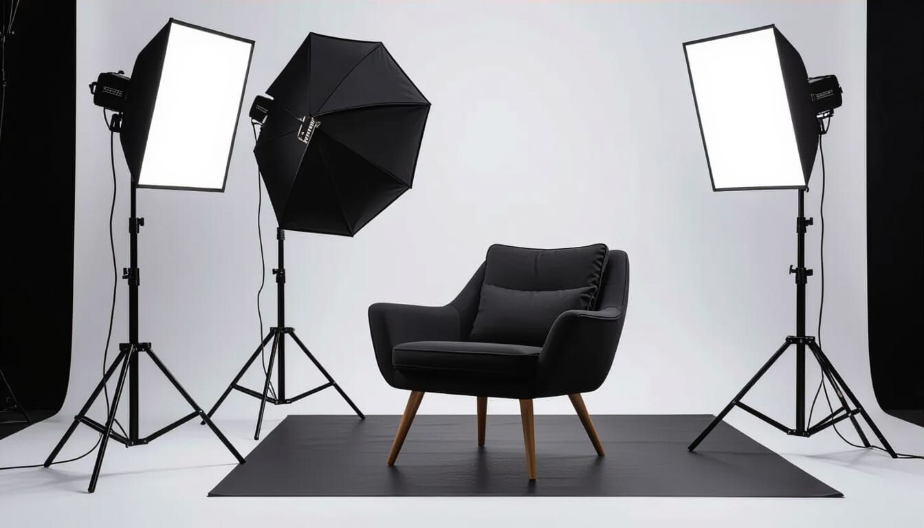 Minimalist Studio Setup With Black Armchair