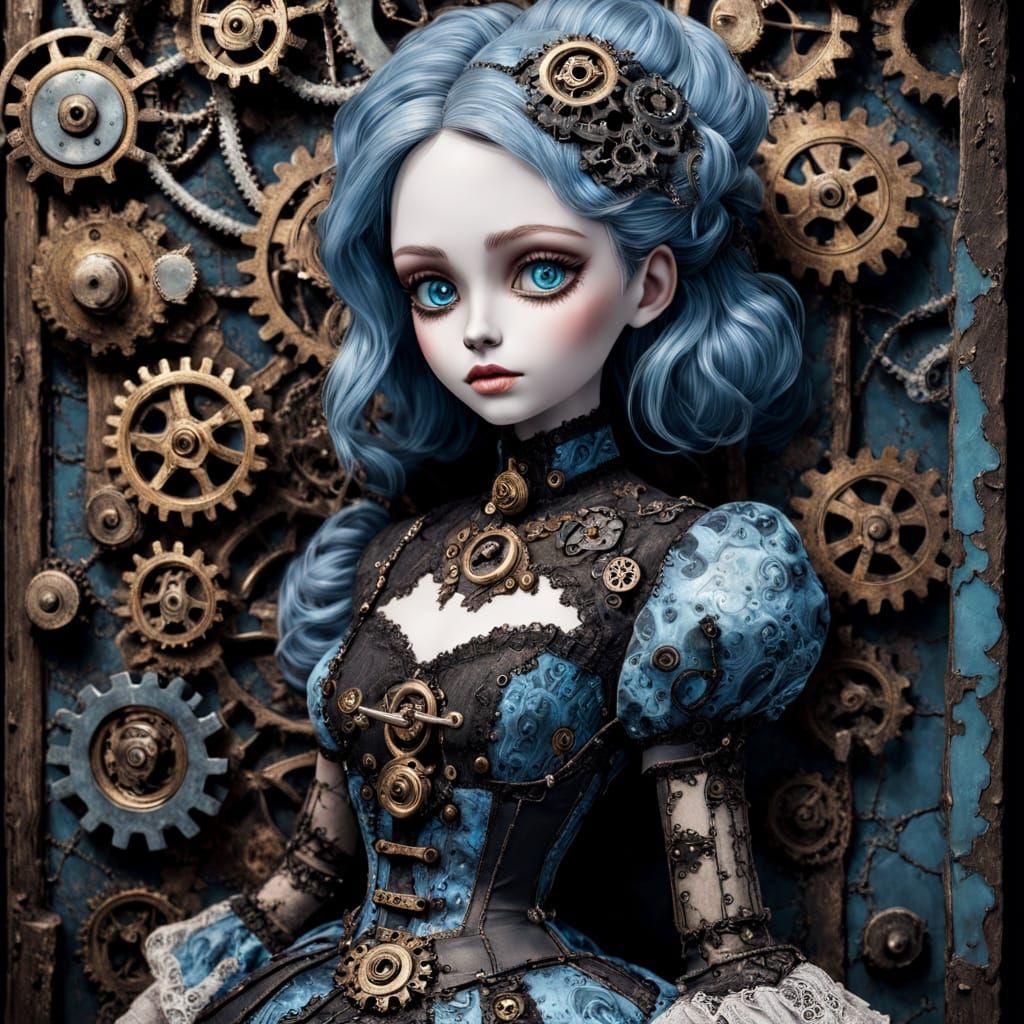 Steampunk Mechanical Doll in Victorian Dress