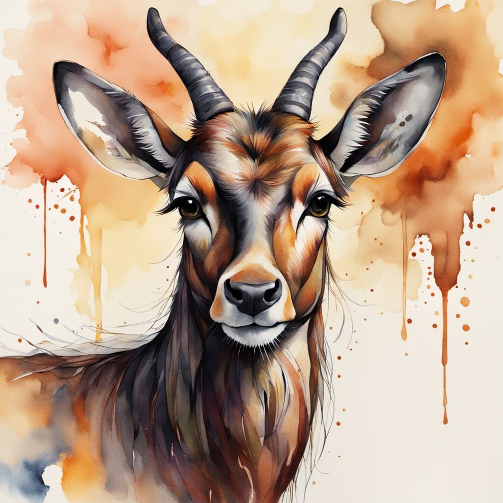 Vibrant Gel Pen Illustration of a Common Tsessebe in Stylize...