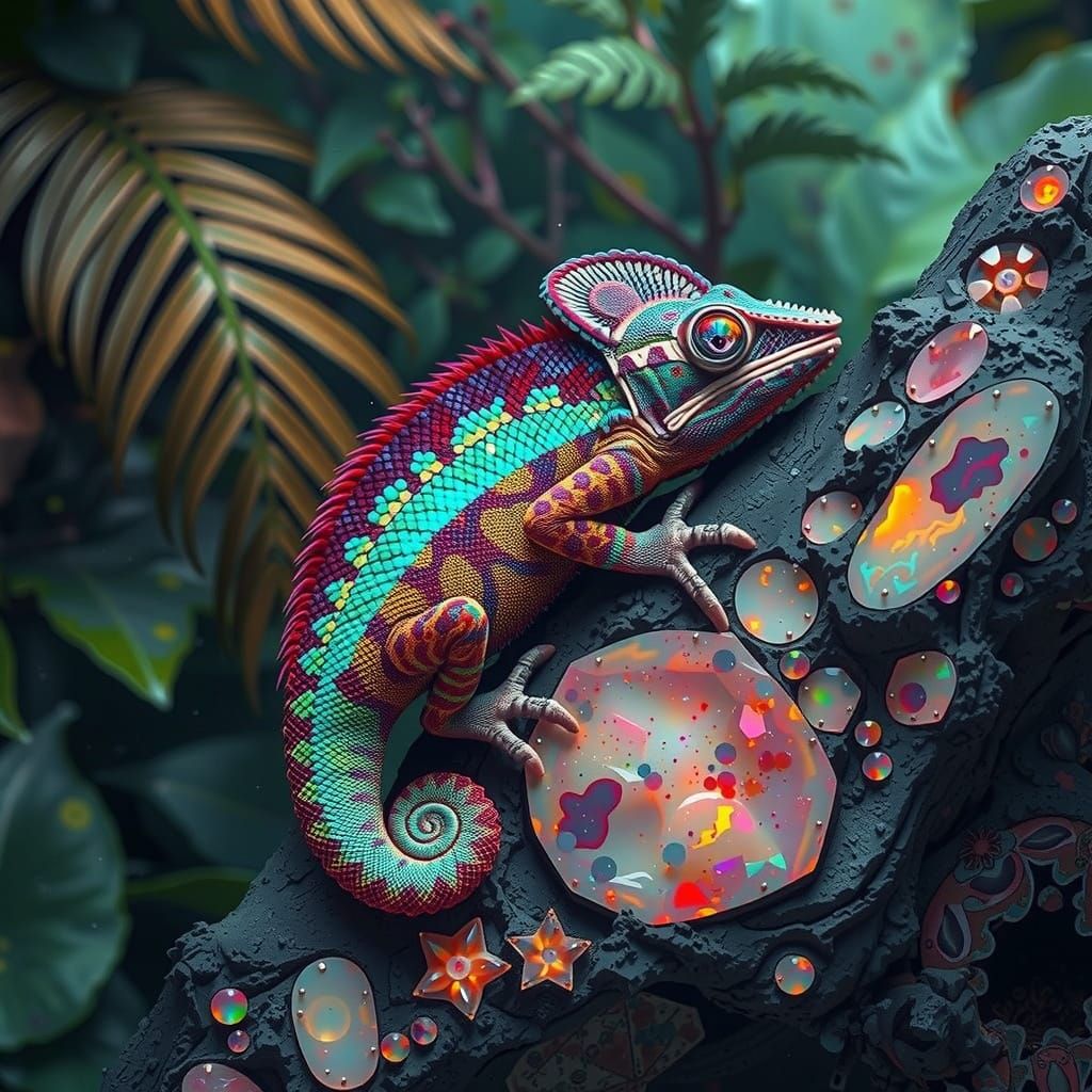 Ethereal Chameleon in Luminous Nature