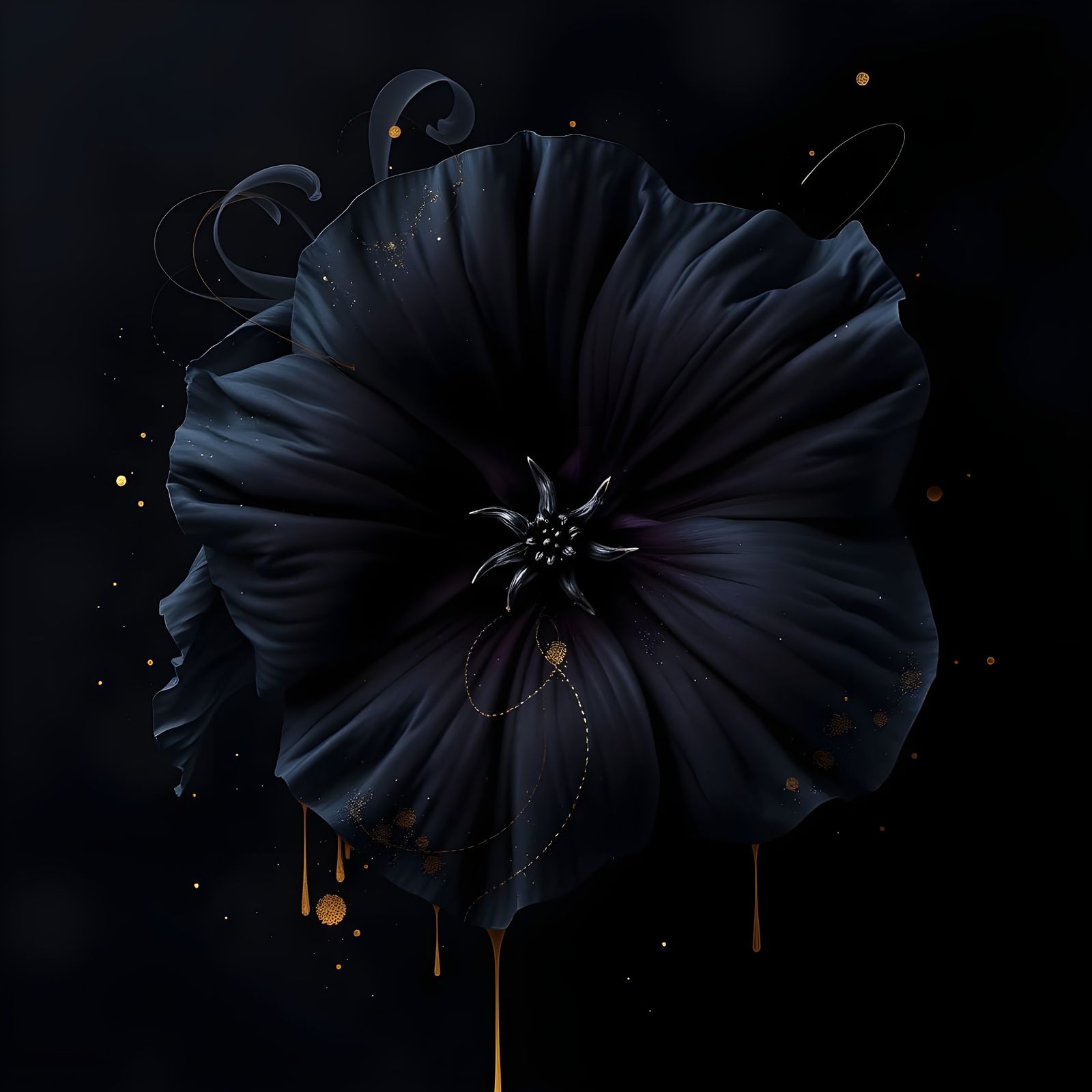 Ethereal Black Velvet Petunia in Oil Painting Style