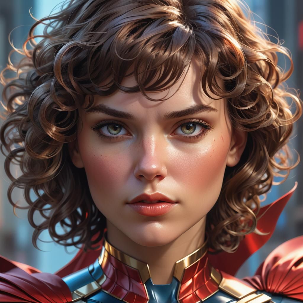 Female Superhero Portrait in Art Nouveau Style