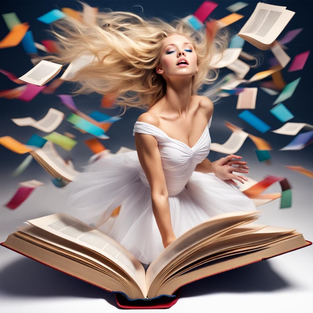 Woman Emerging from Book in Fantasy Concept Art