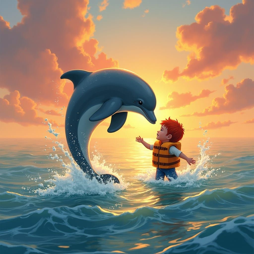 Dolphin Rescue at Sunset: An Aquatic Savior
