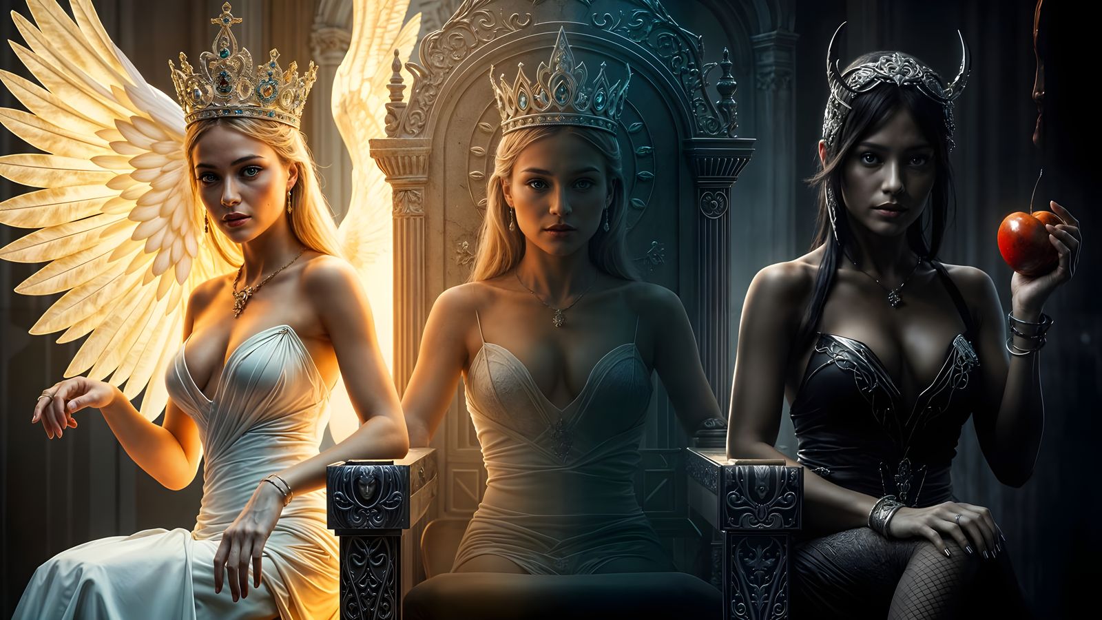 Futuristic Portrait: Queen and Seductress in Contrasting Sty...