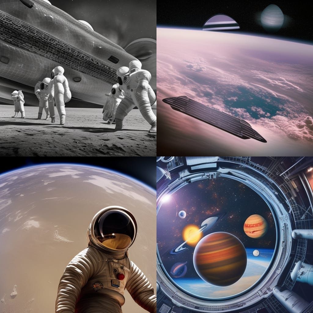 1950s Soviet Astronauts in Space Race Scene