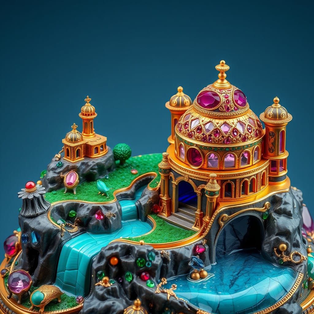 Ethereal Faberge-Inspired Xanadu Jewel Diorama