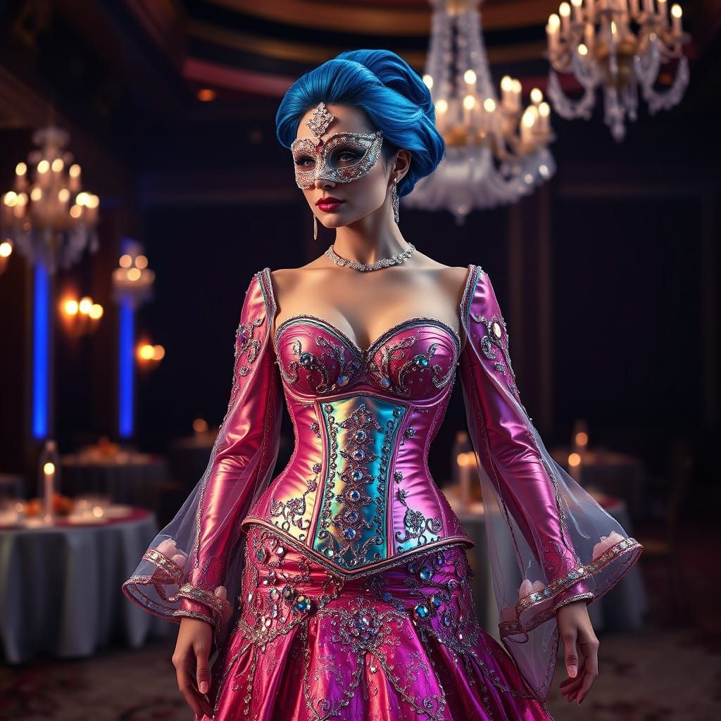 Grand Ballroom Goddess in Crystal Corset with Peplum Details