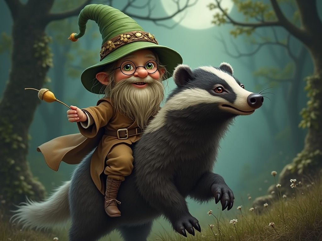 Earthly Wizard Rides Majestic Badger