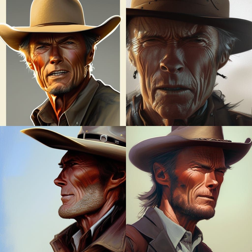 Cowboy Portrait in Hyperdetailed Concept Art Style