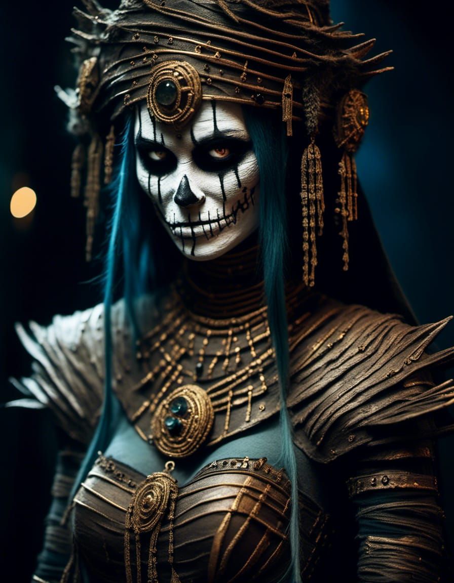 female mummy adorned with jewels