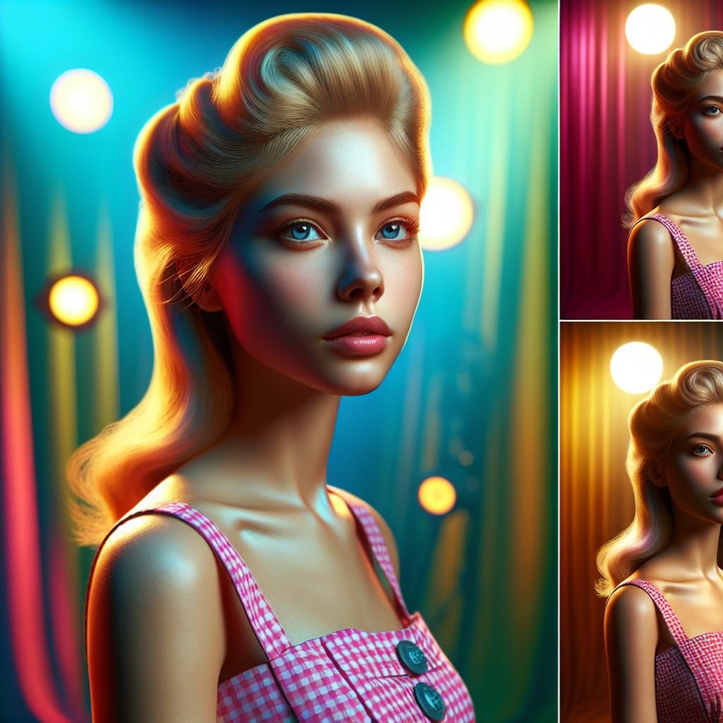 Hyperrealistic 1950s Portrait of a Blonde Woman