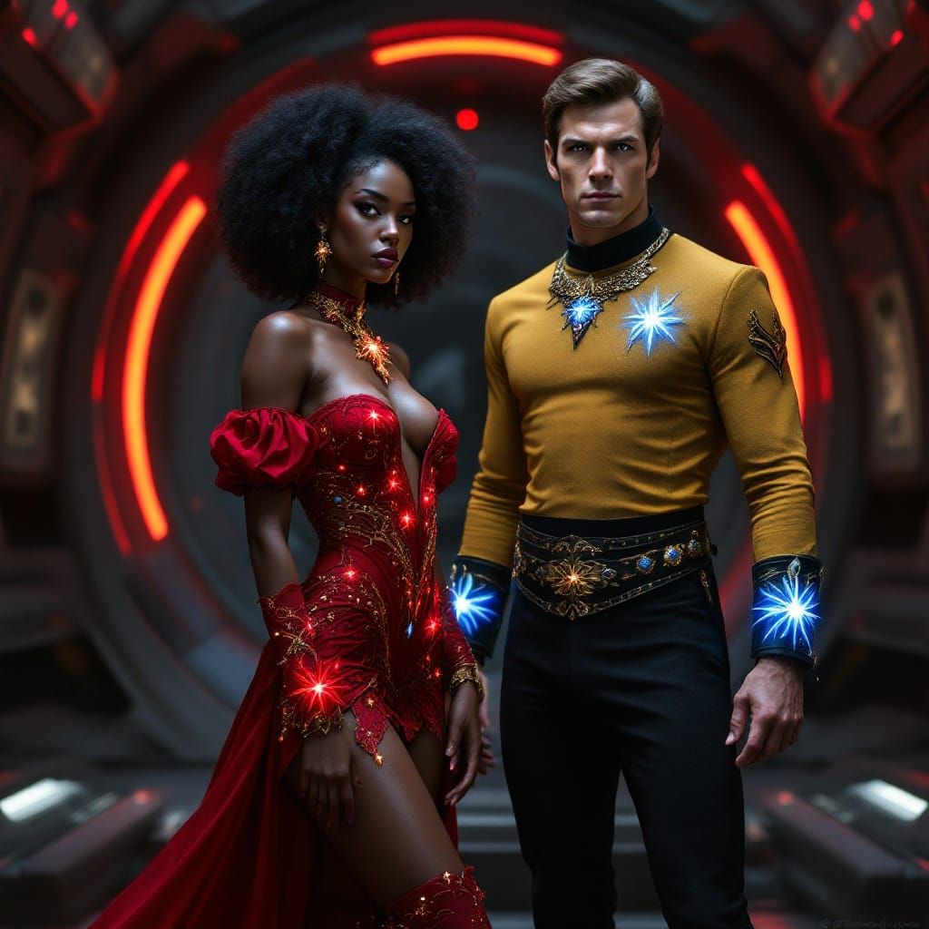 Gothic Starfleet Officers in Breathtaking, Mystical Pose