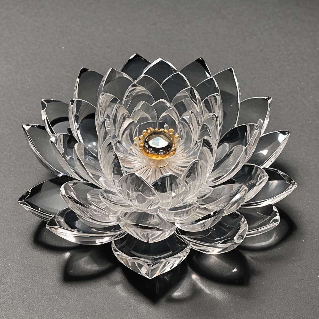 Glass Crystal Lotus Flower Art
