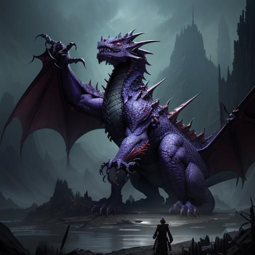 Angry Dragon in Dark Fantasy Style