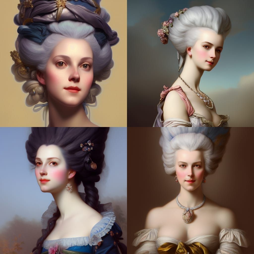 Marie Antoinette Portrait in Art Nouveau Style