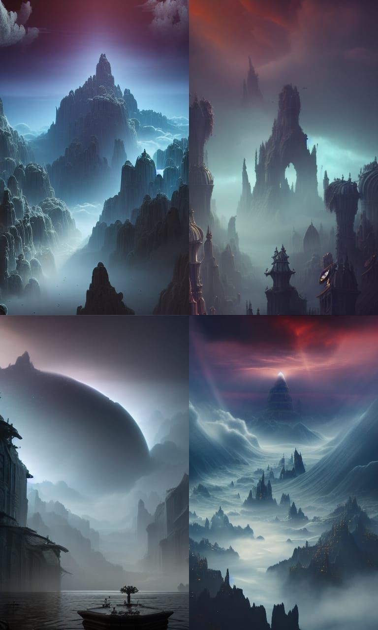 Epic Floating Landscape in Null Void