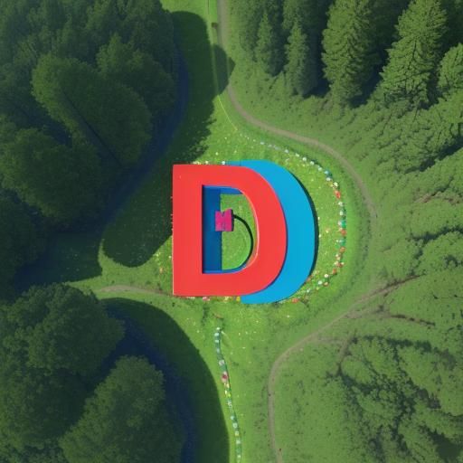Giant Letter B in Hyperrealistic Forest