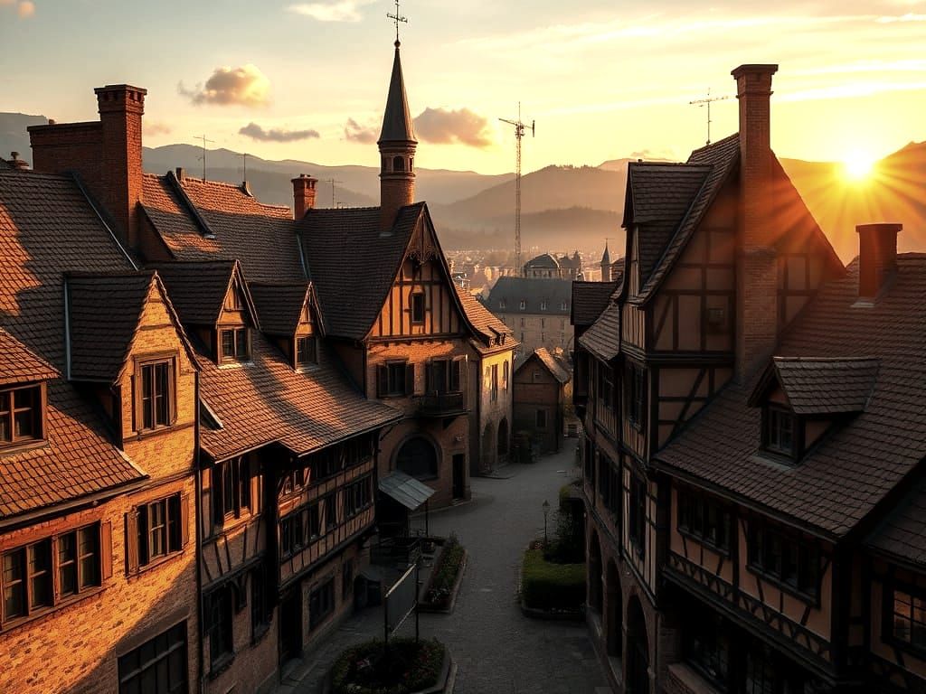 Baroque Hanseatic Cityscape at Dusk