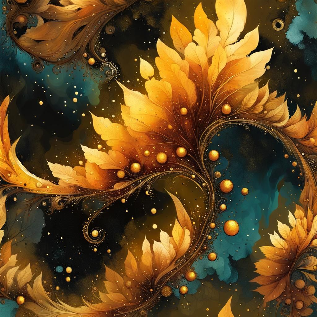 Golden Question Mark in Pointillist Splash Art