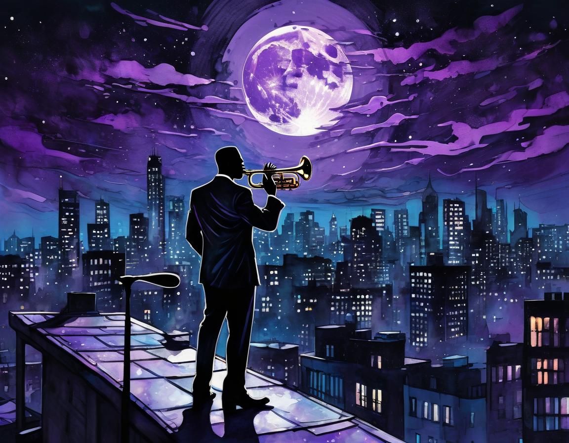 Noir Jazz Saxophonist under Moonlight