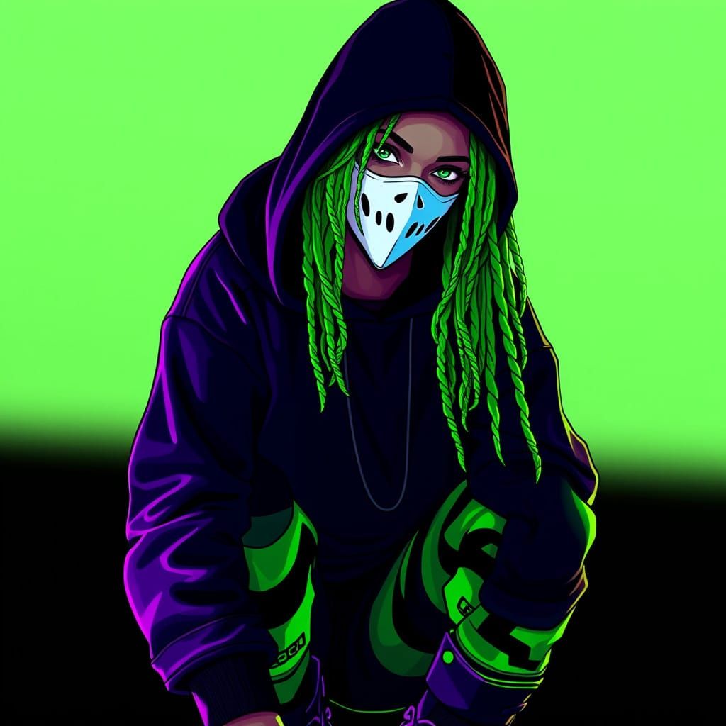 Cyberpunk Chameleon Amidst Neon Chaos