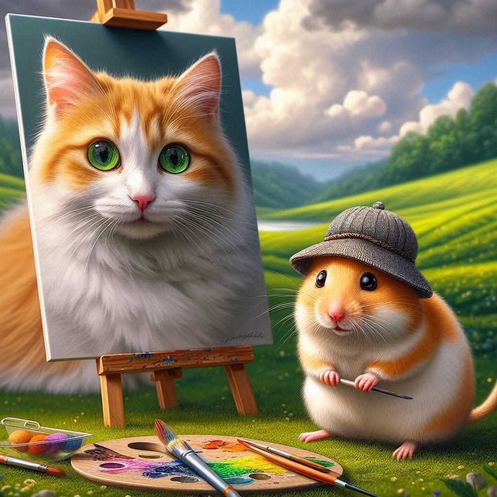 A cute cat  a hamster