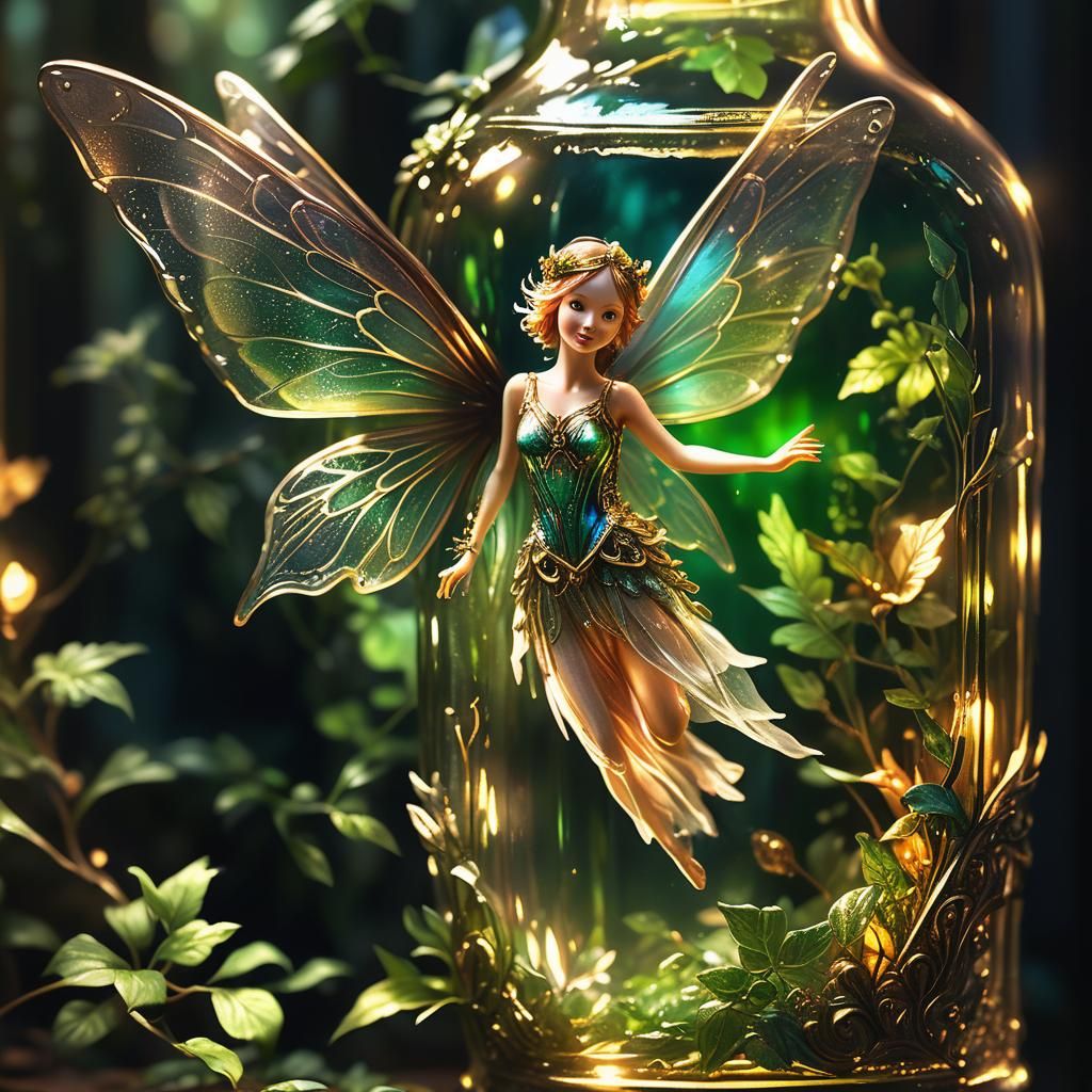 Fairy in a Bottle: Hyper-Realistic Digital Art