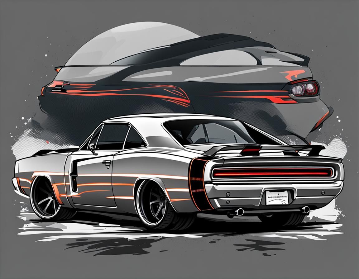 Euro-Style Widebody Dodge Charger T-Shirt Design