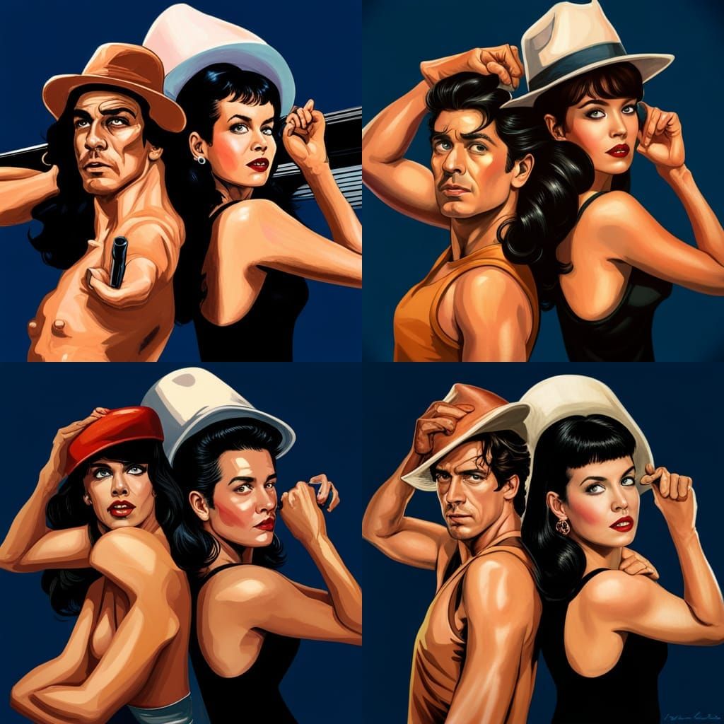 Bombshell on Train to California in Hyperreal Style